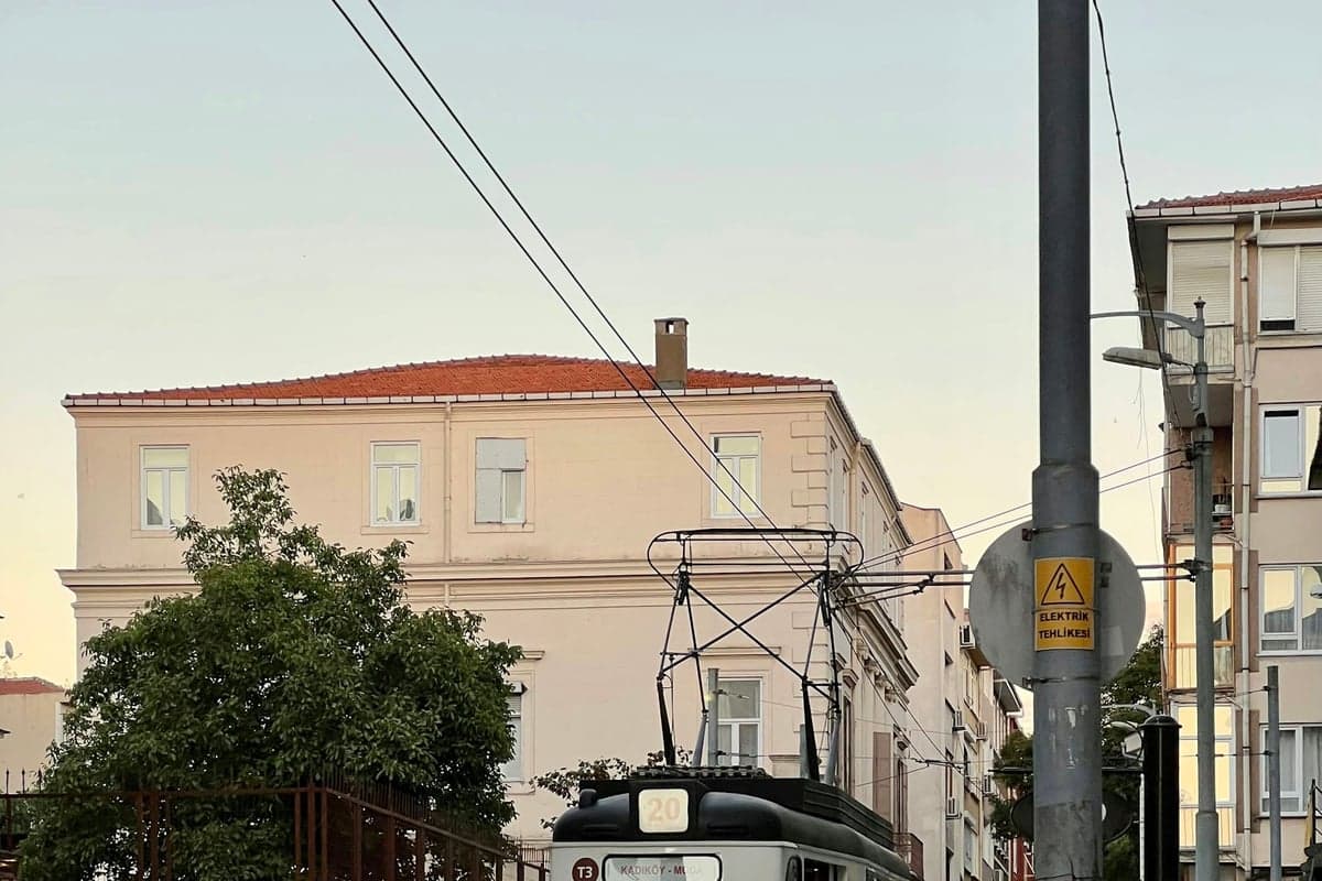 Nostalgic tram on a Kadikoy street